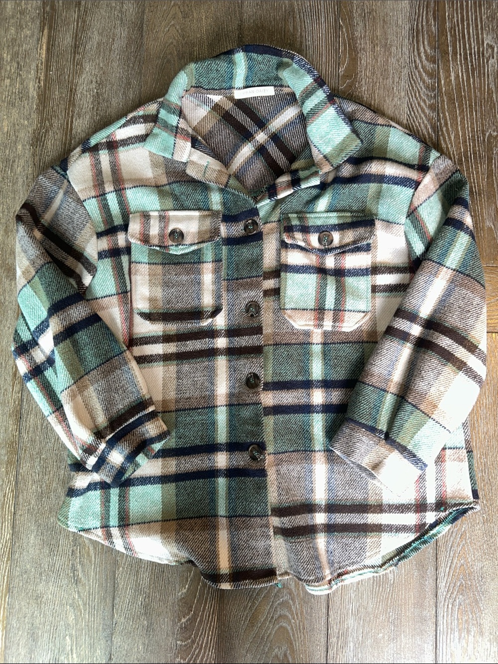 Urban Daizy Plaid Shacket Medium Mint Green Flannel Shirt Jacket Cozy Fall Layer